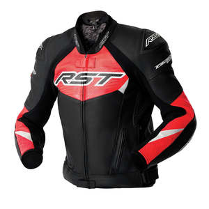 RST TRACTECH EVO D3O CE LEATHER JACKET [BLACK/FLO RED]