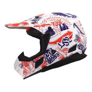 Helmets: LS2 MX706J COZ Fantasy Junior Helmet - Matte White / Red / Blue