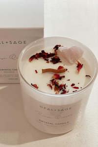 Candles: Rose Quartz Crystal Candle - White Jar