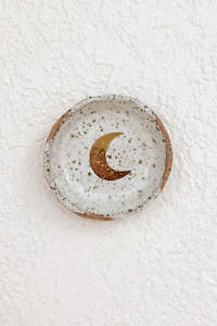Incense: Small Gold Moon Bowl - White Speckled Glaze