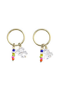 Earrings: Light in the Sky Sleepers - Clear Quartz Gold