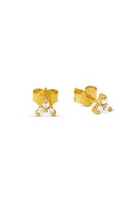 Earrings: Starburst White Topaz Studs - Gold