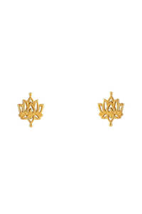 Earrings: White lotus Studs - Gold