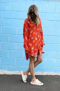 Neon Collective: Classic Oversized Boyfriend Shirt - Tequila Sunrise