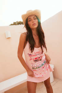 Mini Dresses: Flamingo Racing Mini Dress - Pink