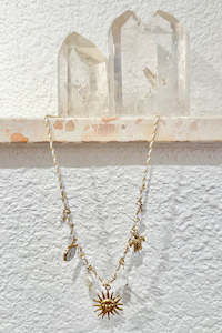 Soleil Charm Necklace - White/gold