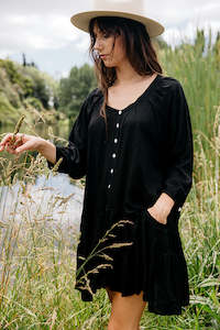 Noir: Biasa Short Dress - Black