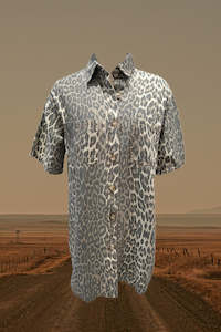 Denim Mini Shirt Dress - Leopard