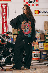 Brenda Wide Leg Sweat Pants - Black