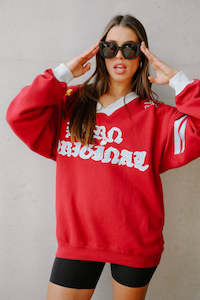 Knitwear: The Born Original Jumper - Maroon & Sky