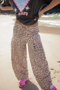Pants: Leopard Print Barrel Pants