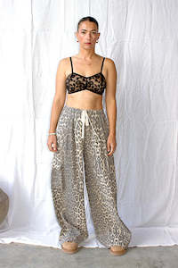 Leopard Denim Cargo Pants - Light Leopard