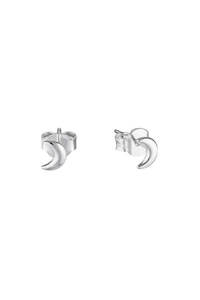 Earrings: Delicate Crescent Studs - Silver