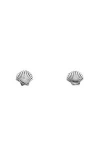 Earrings: Dainty Seashell Studs - Silver