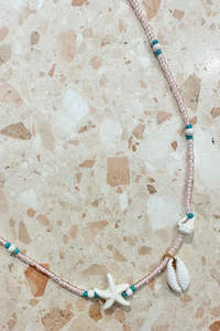 Baby Pink Bead Starfish Shell Necklace