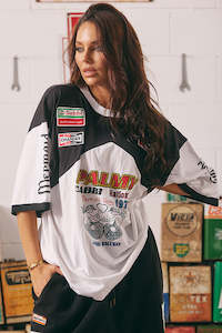 COMING SOON - Mermaid Racing Very Oversized Tee - Black/White