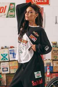 COMING SOON - Mermaid Racing Long Sleeve Tee - Black/White