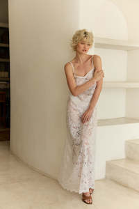 Neon Collective: Noir Lace Maxi Slip - Summer White