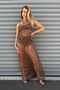 Neon Collective: Noir Lace Maxi Slip - Mocha