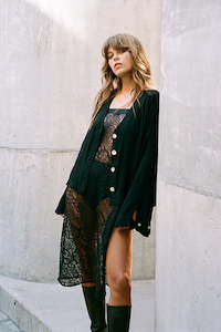 Lou Slip Skirt - Black Lace