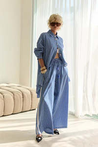 Safari Paperbag Pant - Blue & White Racer Stripe