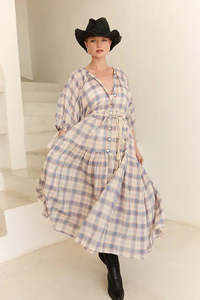 Midi Smock Dress - Blue Check