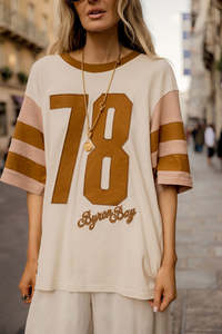 Homecoming Oversized Biker Tee - Stone