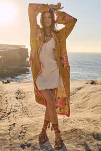 Spell: Coastal Granny Maxi Cardigan - Mustard