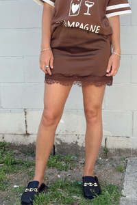 Micro Mini Satin Lace - Chocolate