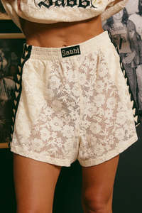Shorts: The Mini Hearts Lace Shorts - Cream
