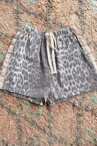 Leopard Denim Racer Shorts