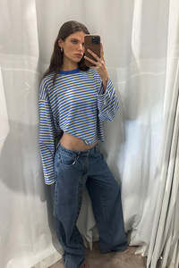 Tees: Bloom Long Sleeve Top - Mickey Blue Stripe