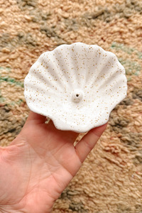 Scallop shell Incense Holder - Speckled White