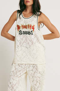 The Lace Basketball Singlet - White