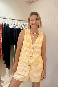 Little Miss Sunshine - Yellow Gingham Panel Set