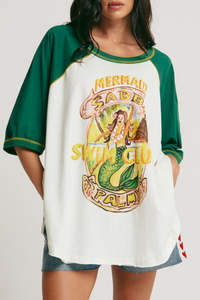 The Raglan Mermaid Swim Club Tee - Green