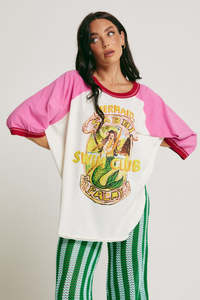 The Raglan Mermaid Swim Club Tee - Pink