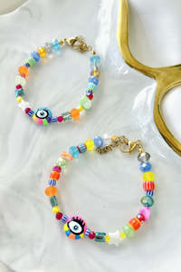 Jewellery: Summer rainbow eye bracelet - Pink eye