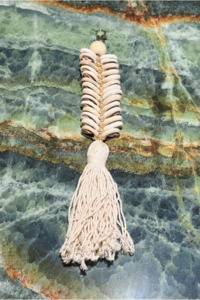 Homewares: Large Cotton Tassel and Double Cowrie Shell Keyring