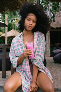 Classic Oversized Boyfriend Shirt - Disco Check
