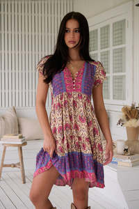 Mini Dresses: Tracey Mini Dress - Bohemia Print