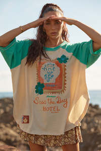 Sabbi: The Long Time No Sea Raglan Tee - Green
