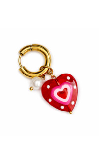 Handmade Heart Charm Glass Heart Single Earring