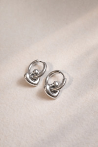 Silver Heart Huggie Earrings