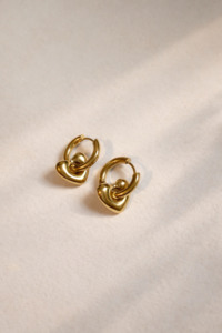 Earrings: Gold Heart Huggie Earrings