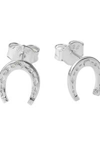 Earrings: Lucky Horse Shoe Studs - Silver