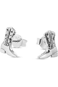 Earrings: Cowgirl Boots Studs - Silver