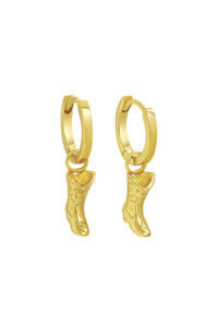 Earrings: Cowgirl Boot Huggies - Gold