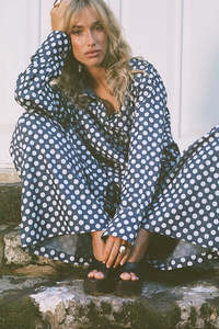 Neon Collective: Safari Paperbag Pant - Denim Polka dot