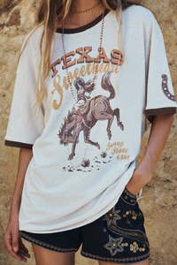 Spell: Texas Sweetheart Oversized Tee - Vintage Cream